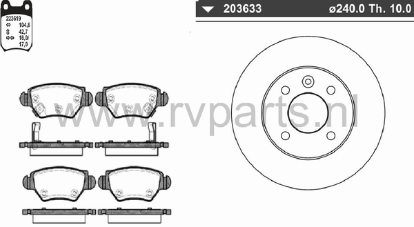 Achteras Astra G (4 wielmoeren) 223619+203633