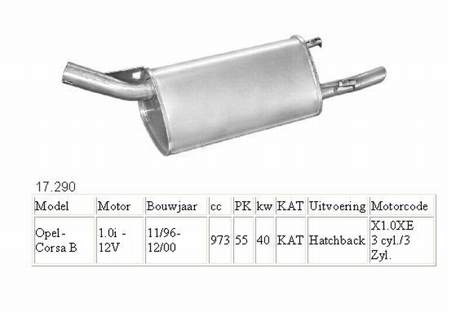 17.290 Einddemper Corsa B 1.0 12V