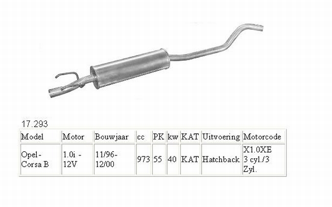 17.293 Middendemper Opel Corsa B 1.0 12V