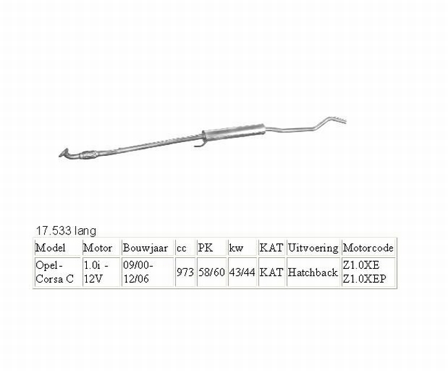 17.533 Middendemper Opel Corsa C 1.0 12V