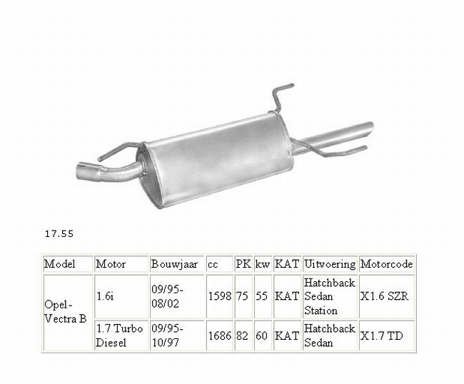 17.55 Einddemper Opel Vectra 1.7TD