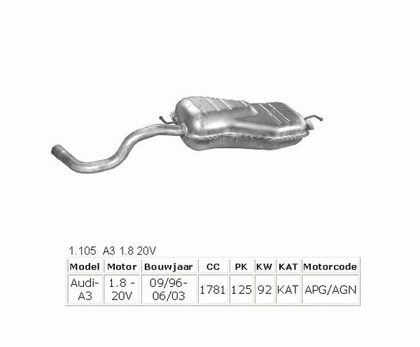 A3 1.8 20V Einddemper