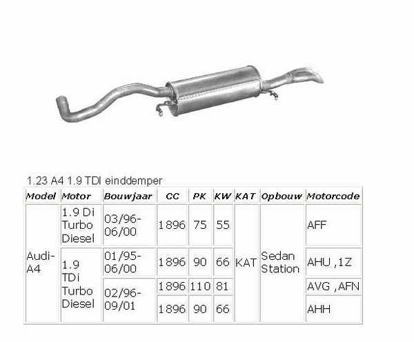 A4 1.9 TDI Einddemper