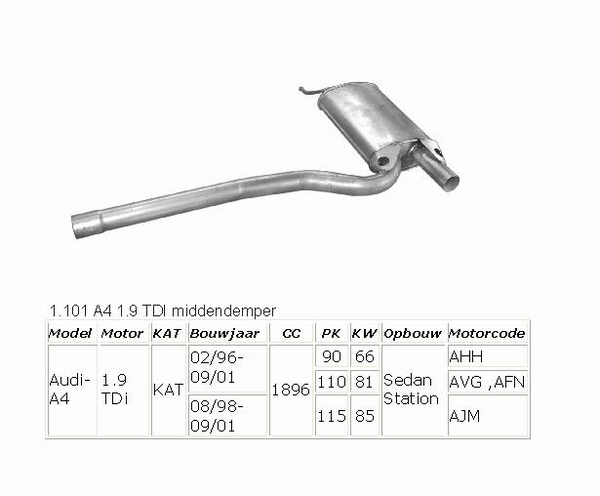 A4 1.9 TDI middendemper