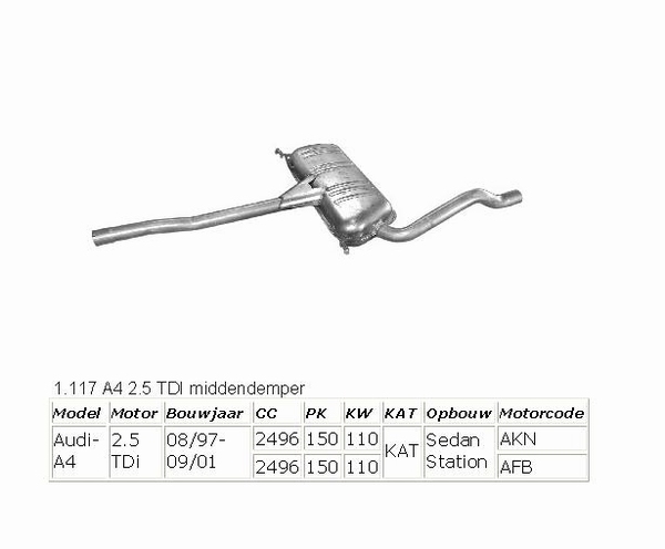 A4 2.5 TDI middendemper