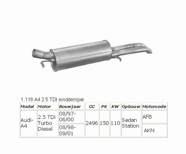 A4 2.5 TDI einddemper