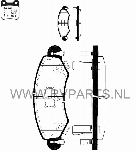 Remblokset vooras Opel Agila tot bj'03-2008