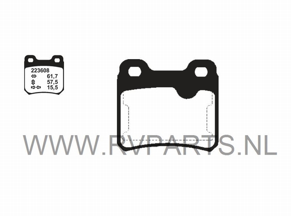 Remblokset achteras Opel Astra F met schijfremmen achter