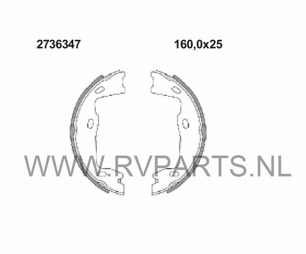 Remschoenset voor handrem Opel Vectra B