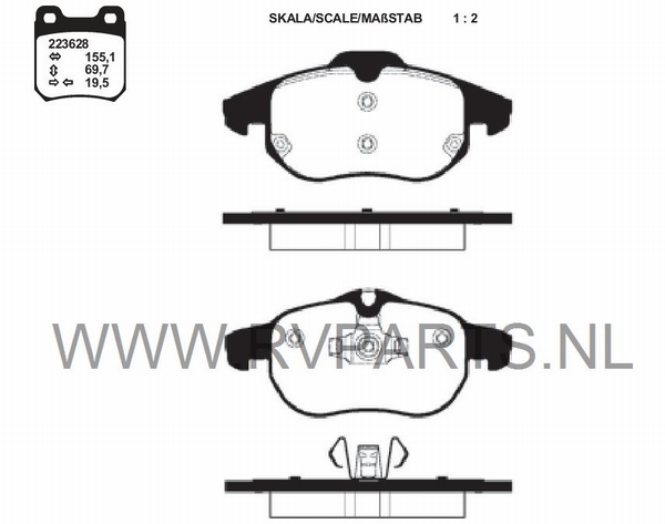 Remblokset vooras Opel Vectra C