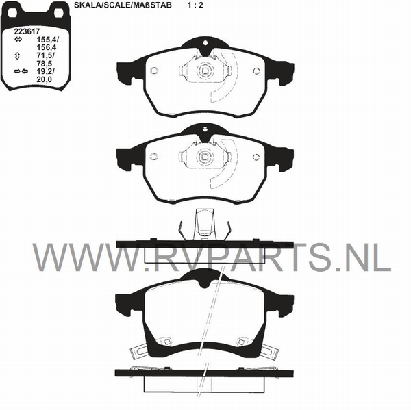 Remblokset vooras Opel Zafira A tot bj'2005