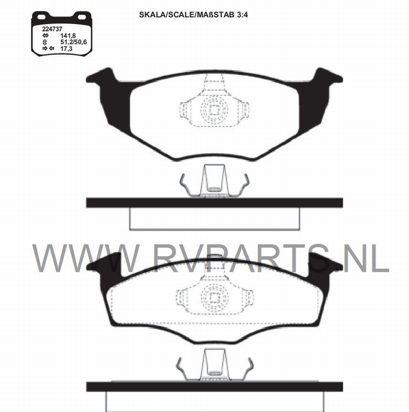 Remblokken vooras VW Lupo tot 60 kw