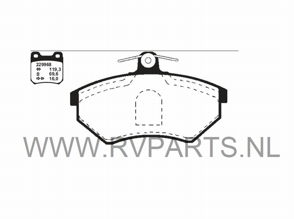 Remblokken vooras VW Polo 6N1 bj'94-99