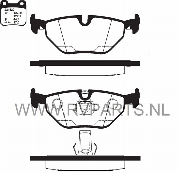 Remblokken achteras  5-Serie E39 vanaf bouwjaar 11-1996