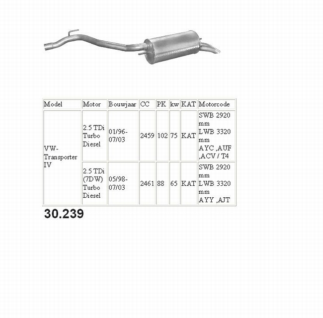 30.239 Einddemper 2.5 TDI