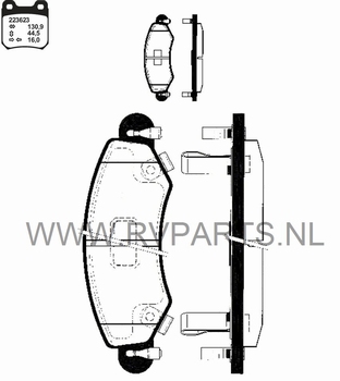 Remblokset vooras Opel Agila tot bj'03-2008 