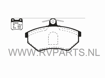 Remblokken vooras VW Polo 6N1 bj'94-99 