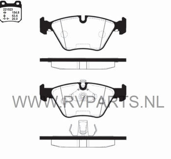 Remblokken vooras 5-Serie E39 vanaf bouwjaar  11-1996 